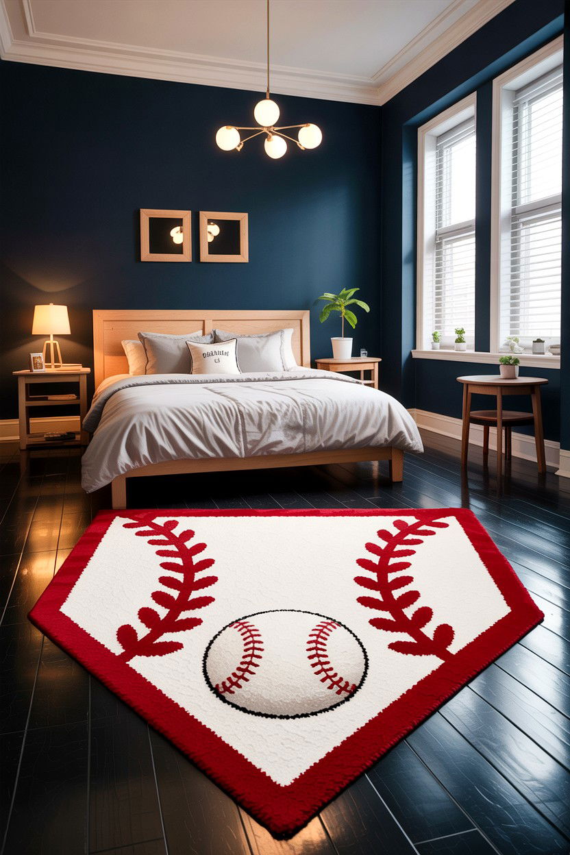Home Plate Rug - 30 baseball bedroom ideas