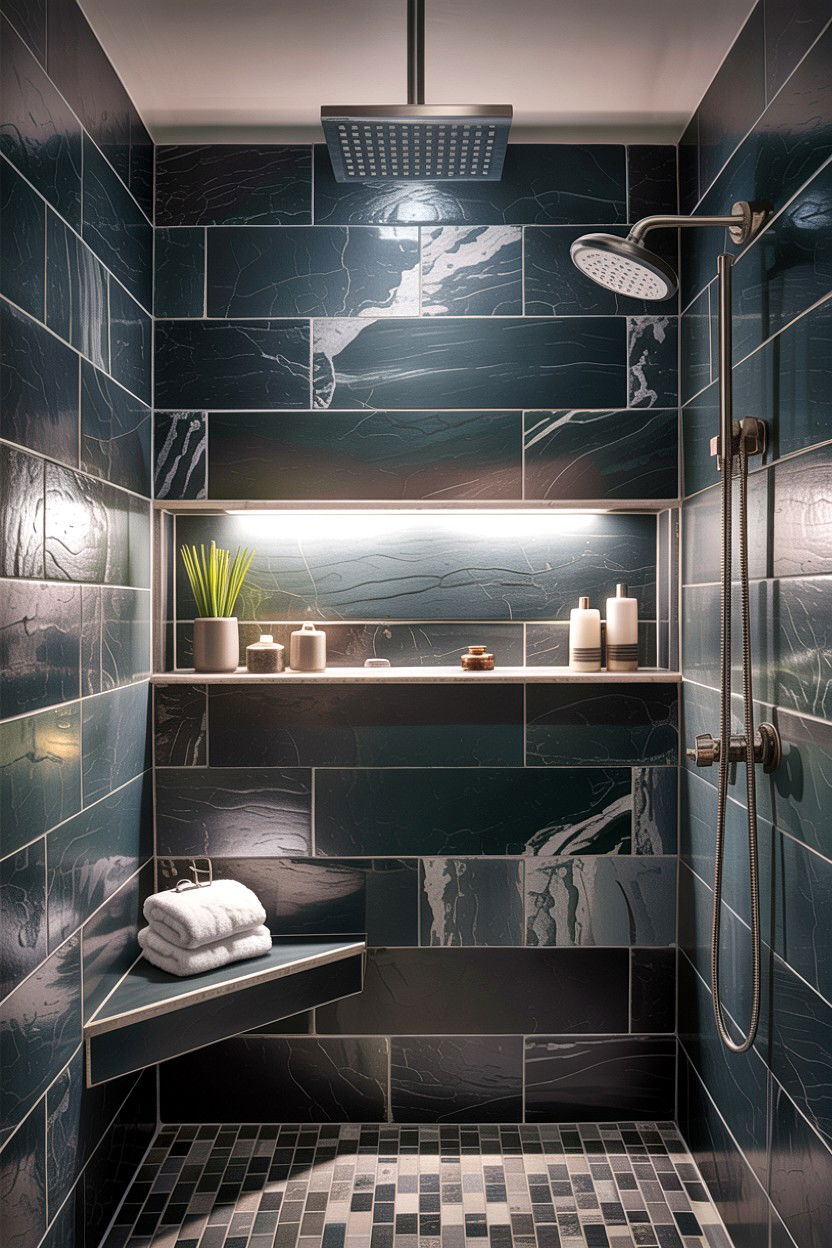 Horizontal Shower Niche - 30 lighted niche bathroom ideas