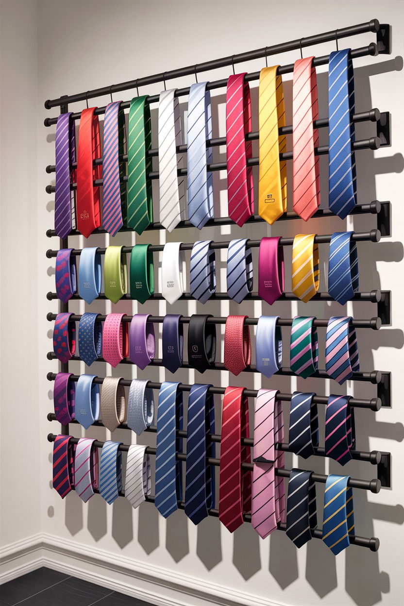 Horizontal Tie Display - 30 bedroom tie storage ideas
