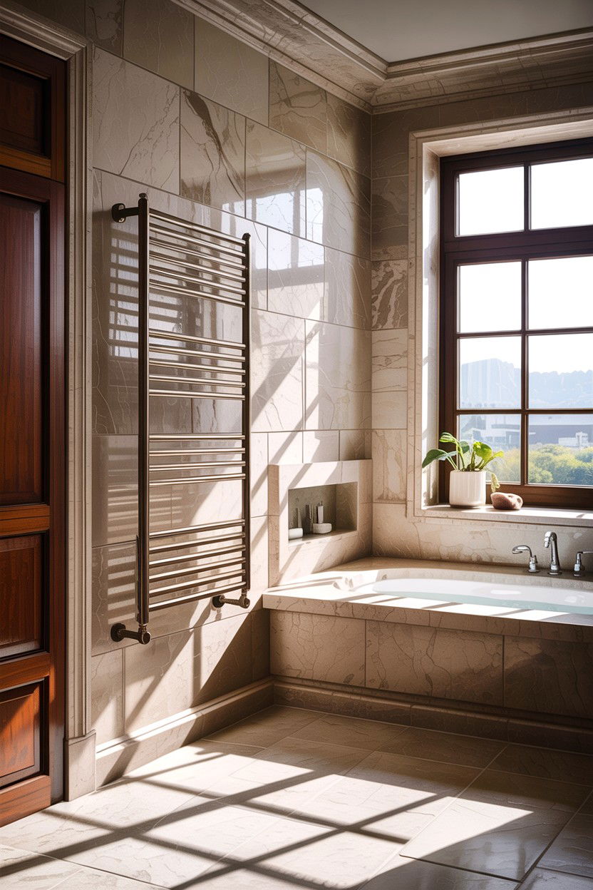 Horizontal Towel Warmer - 30 heated towel rack ideas