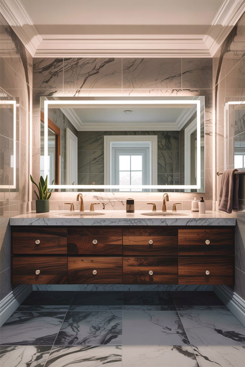 Horizontal backlit mirror - 30 backlit bathroom mirror ideas