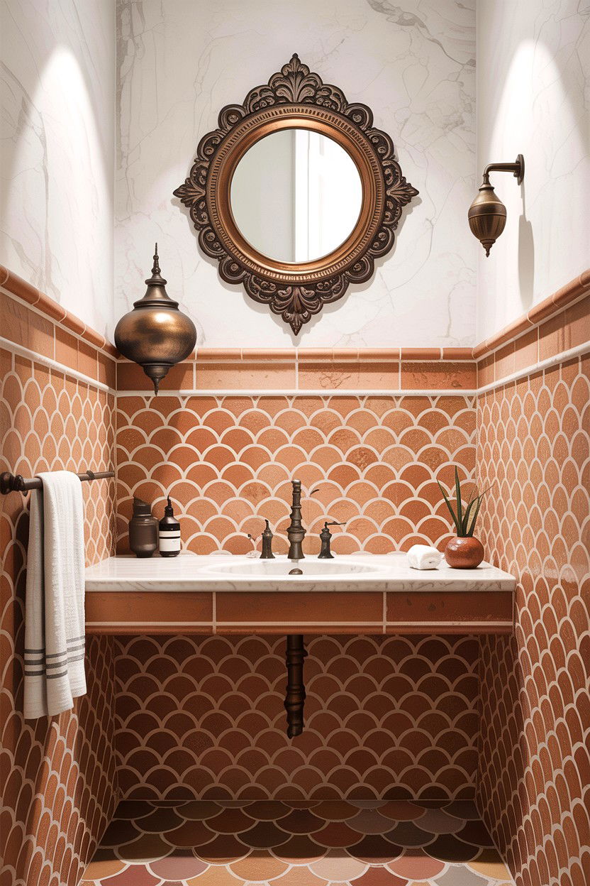 30 Fish Scale Tile Bathroom Ideas for a Unique Look