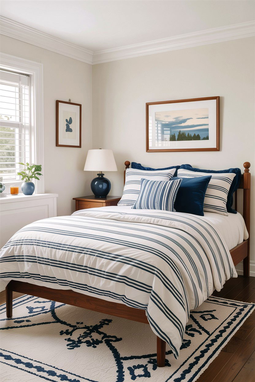 Horizontal striped bedding - 30 bedroom striped bedding ideas
