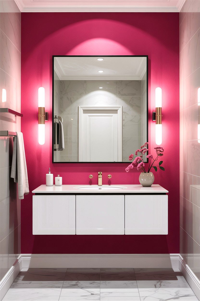 Hot Pink Accent Wall - 30 hot pink bathroom ideas