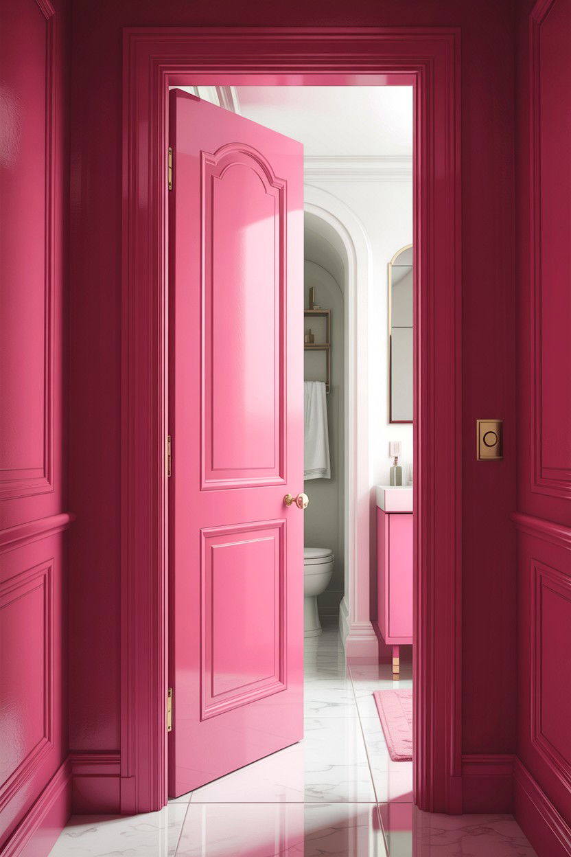 Hot Pink Bathroom Door - 30 hot pink bathroom ideas