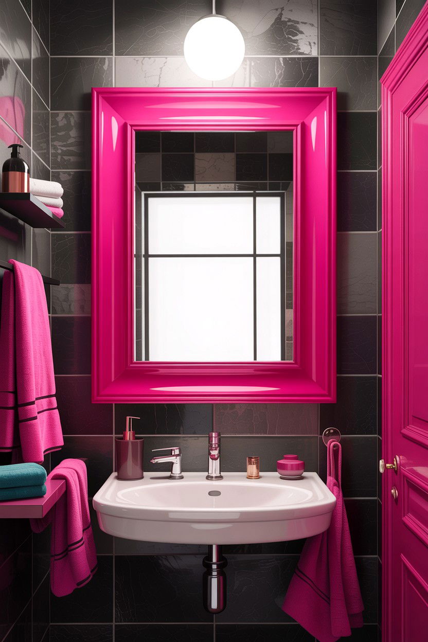 Hot Pink Bathroom Mirror - 30 hot pink bathroom ideas