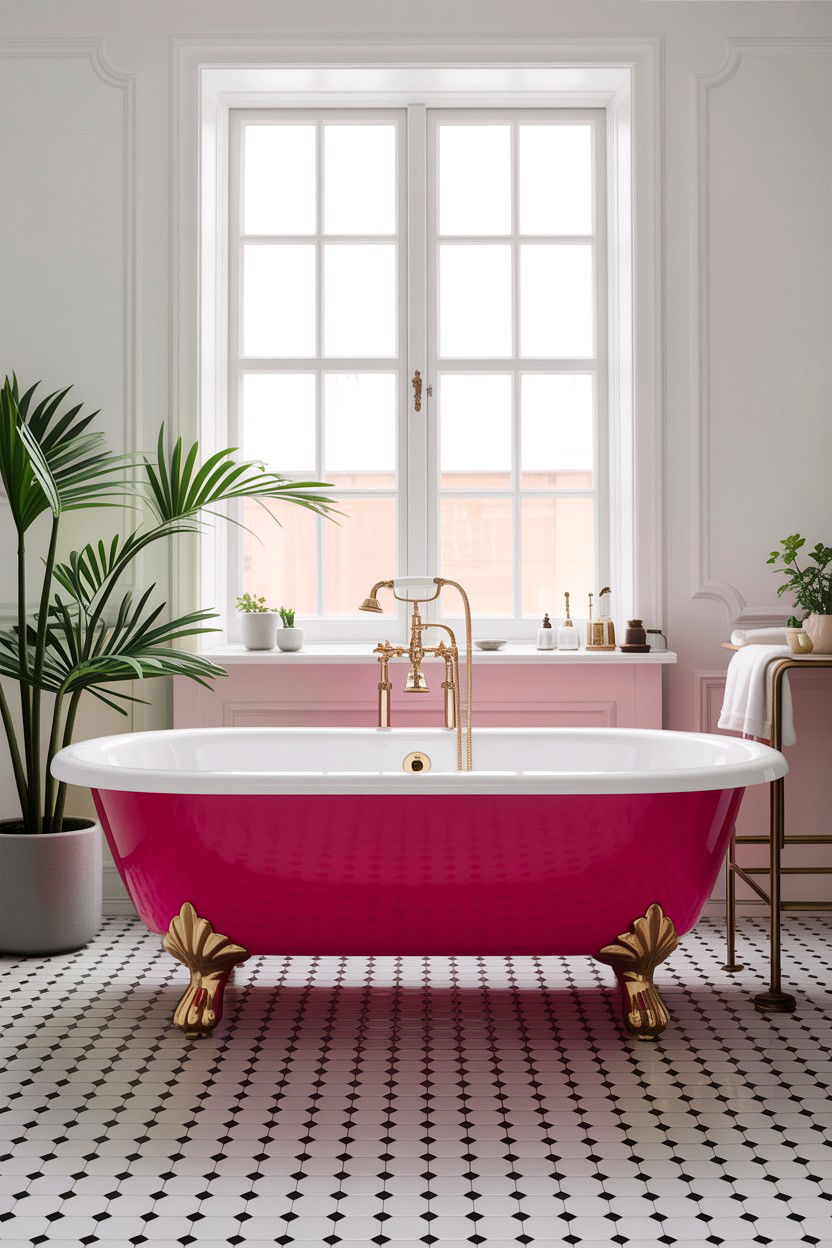 Hot Pink Clawfoot Tub - 30 hot pink bathroom ideas