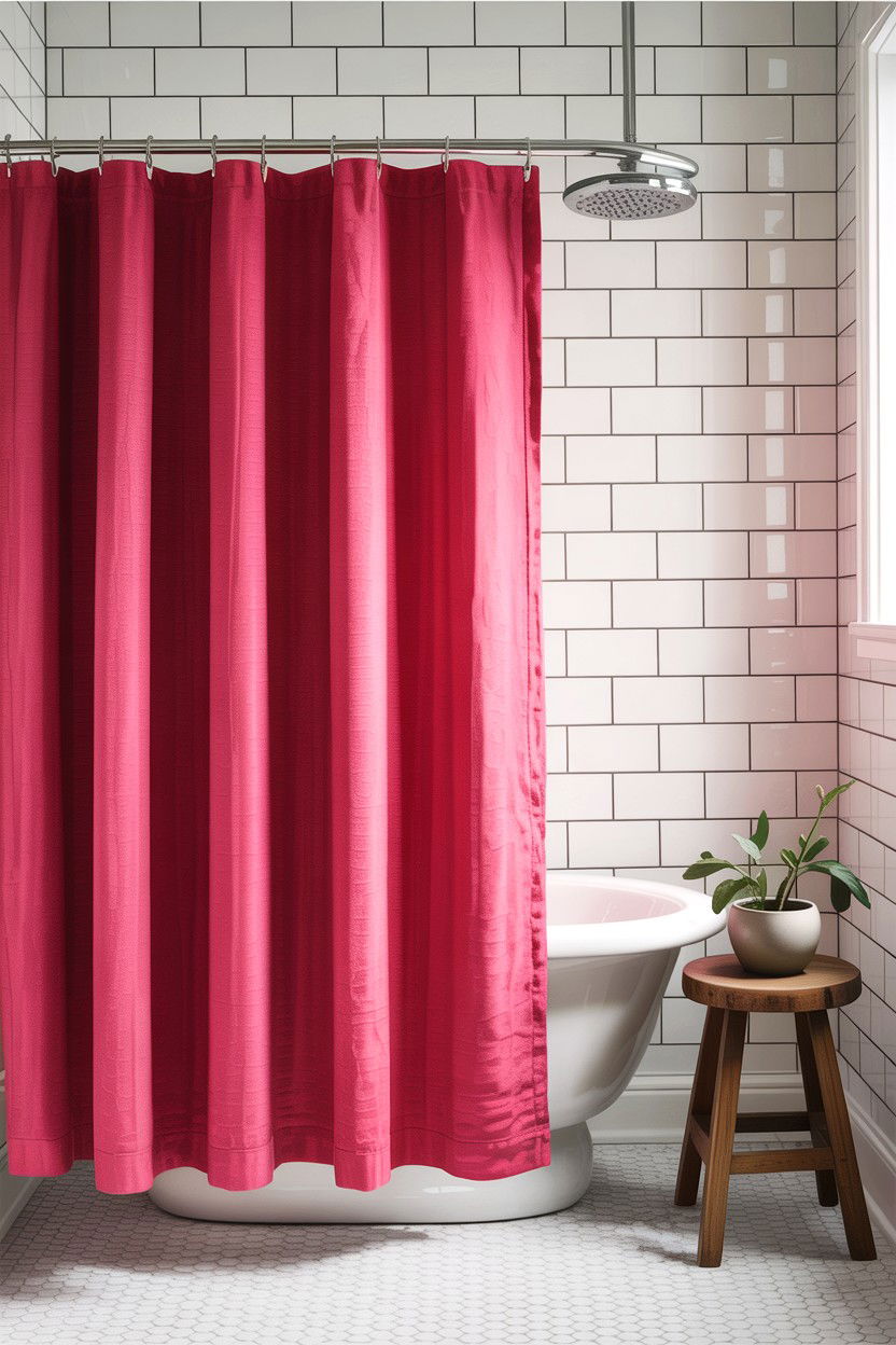 Hot Pink Shower Curtain - 30 hot pink bathroom ideas