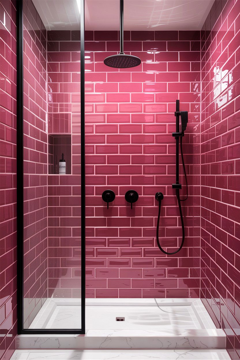 Hot Pink Subway Tile - 30 hot pink bathroom ideas