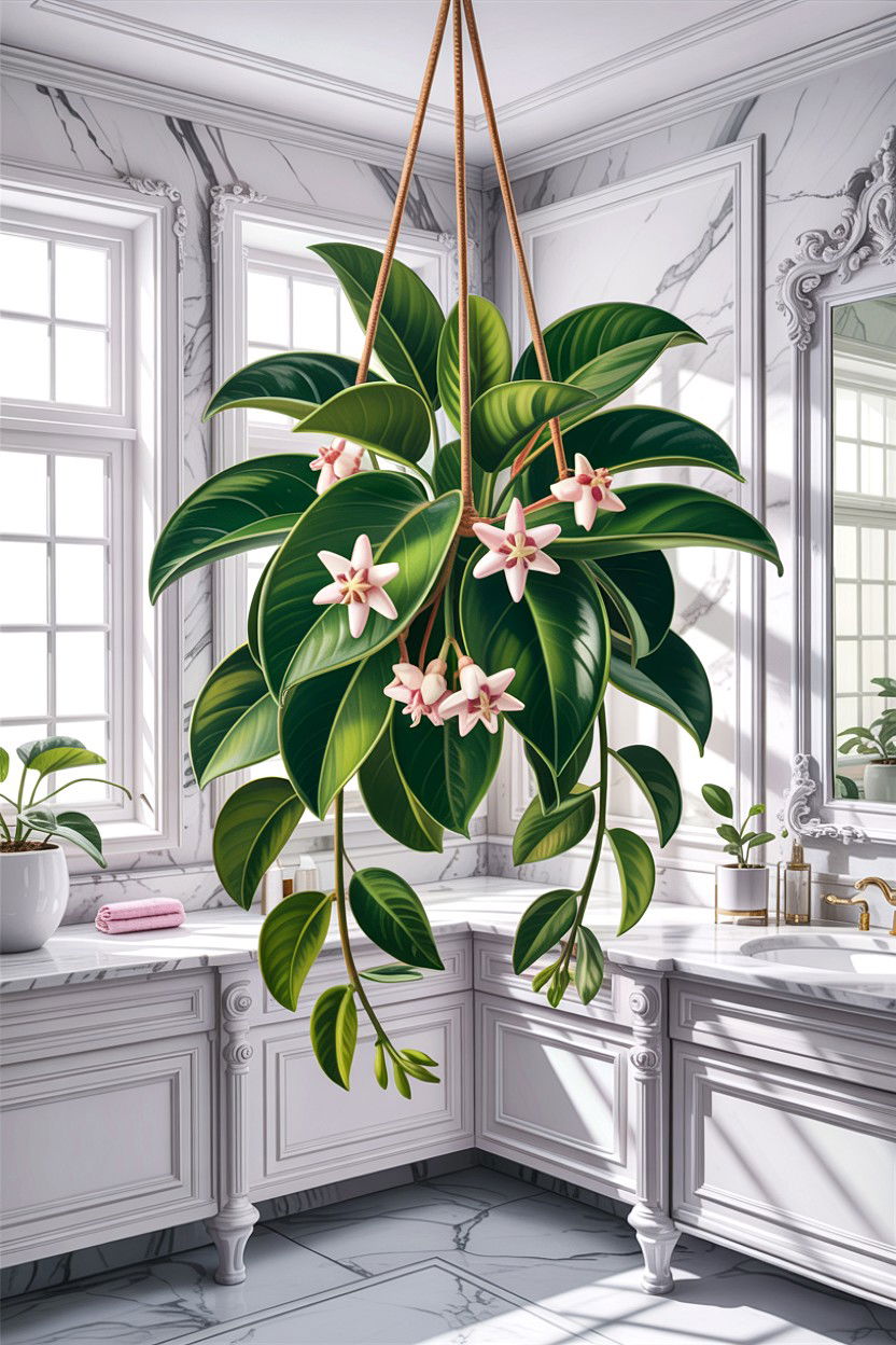 Hoya carnosa hanging - 30 hanging plants for bathroom ideas