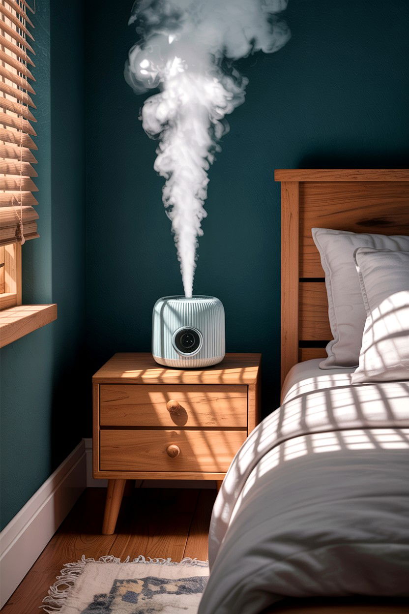 Humidifier Nightstand Setup - 30 insomnia bedroom ideas