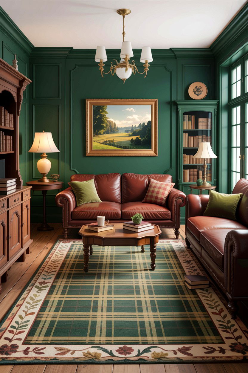 Hunter Green Living Room - 30 rustic green living room ideas