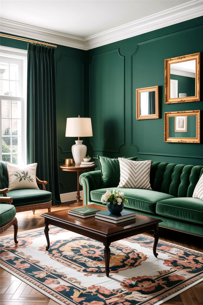 Hunter Green White Living Room - 30 green and white living room ideas