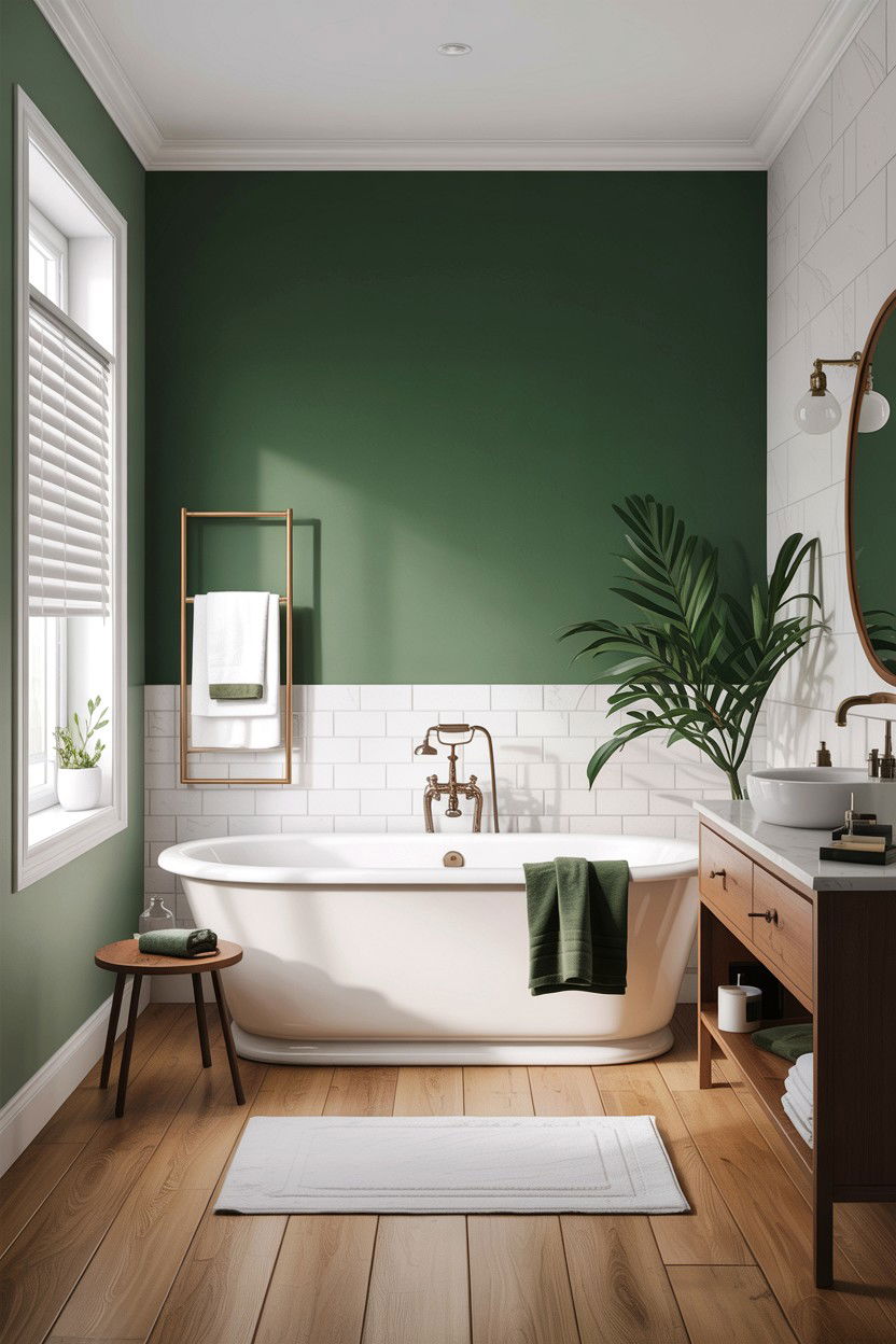 Hunter green accent wall - 30 hunter green bathroom ideas