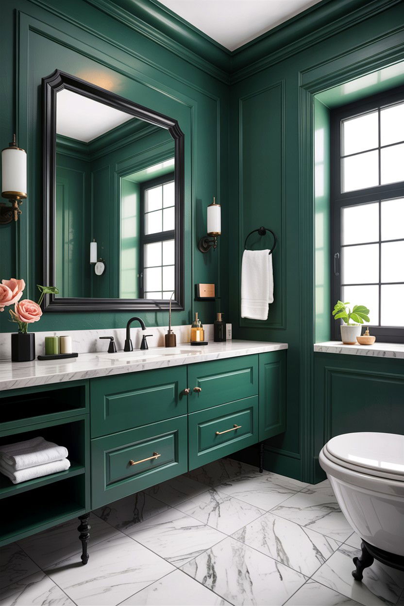 Hunter green and black bathroom - 30 hunter green bathroom ideas