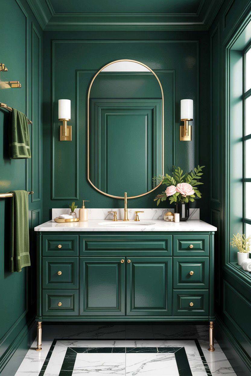 Hunter green and gold bathroom - 30 hunter green bathroom ideas