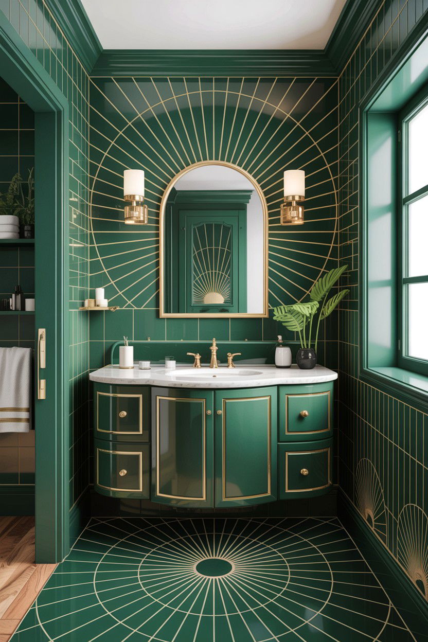 Hunter green art deco bathroom - 30 hunter green bathroom ideas