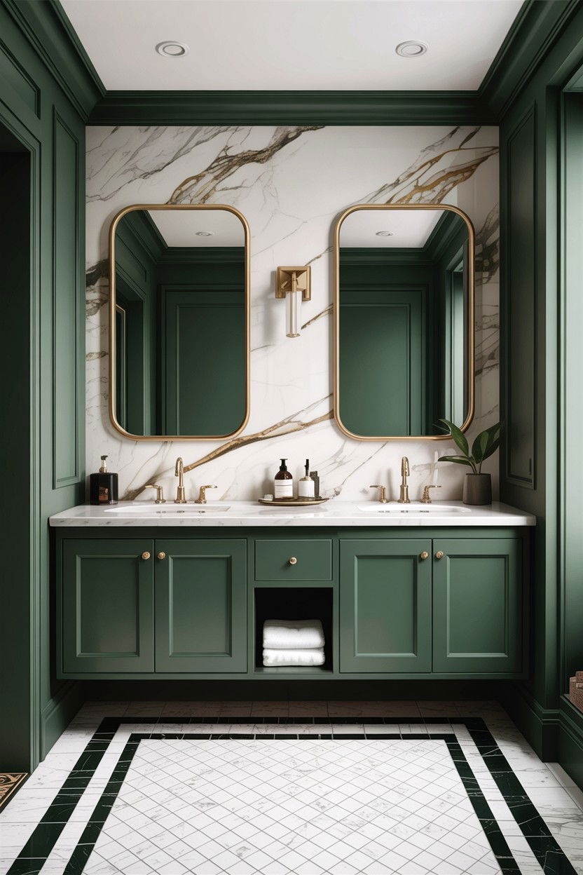 Hunter green double vanity bathroom - 30 hunter green bathroom ideas
