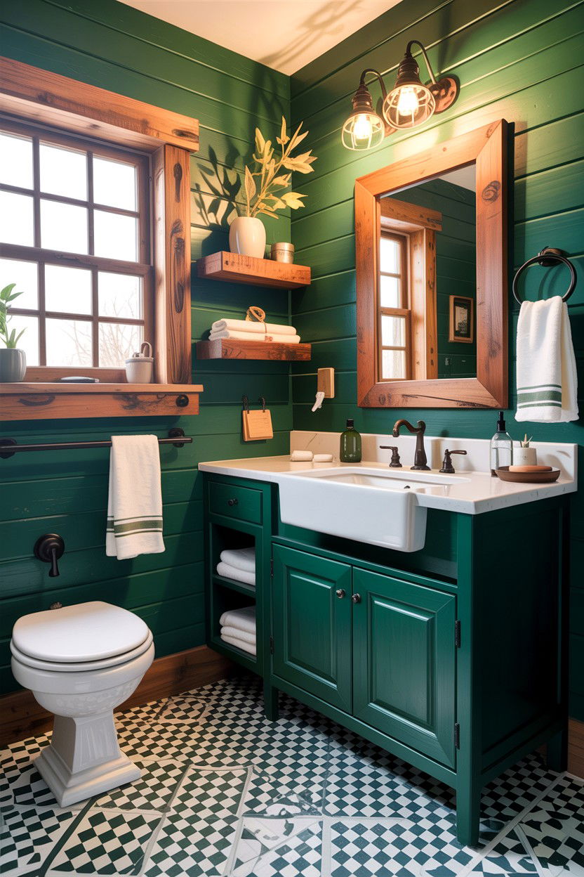 Hunter green farmhouse bathroom - 30 hunter green bathroom ideas