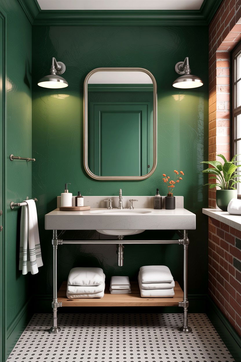 Hunter green industrial bathroom - 30 hunter green bathroom ideas