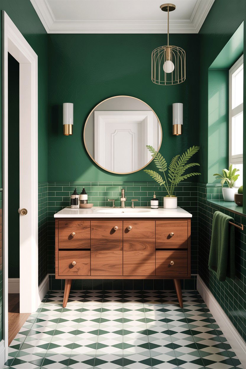 Hunter green mid century modern bathroom - 30 hunter green bathroom ideas