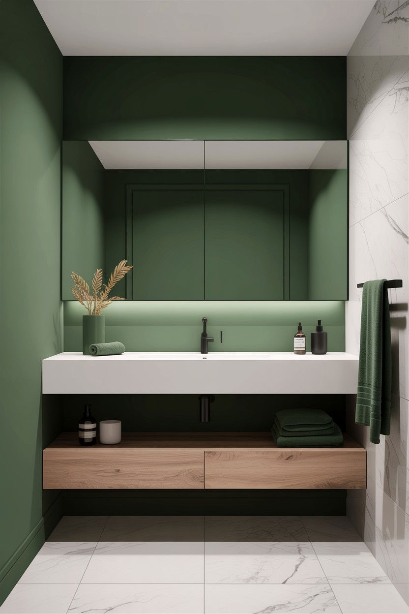 Hunter green minimalist bathroom - 30 hunter green bathroom ideas