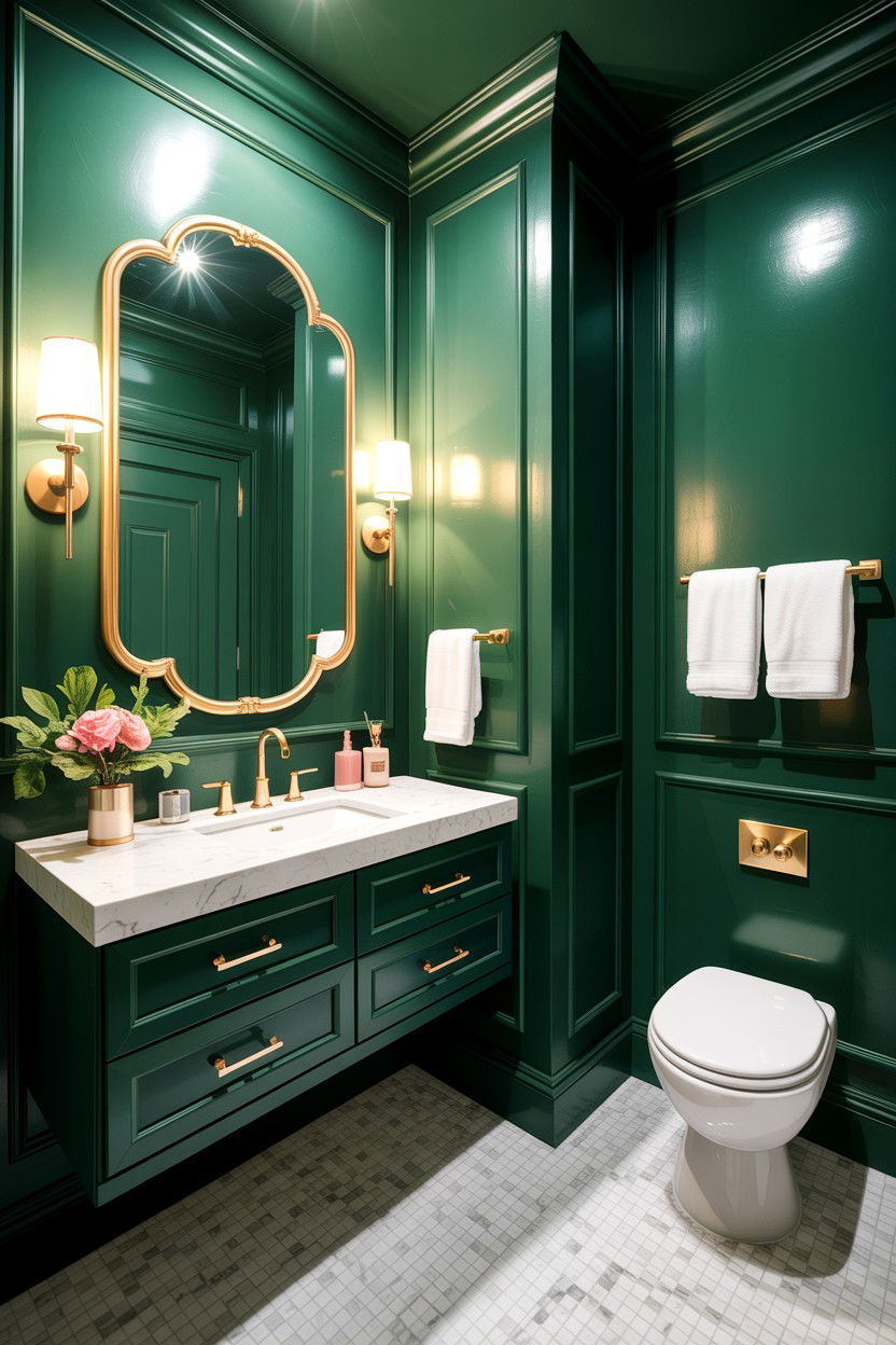 Hunter green powder room - 30 hunter green bathroom ideas