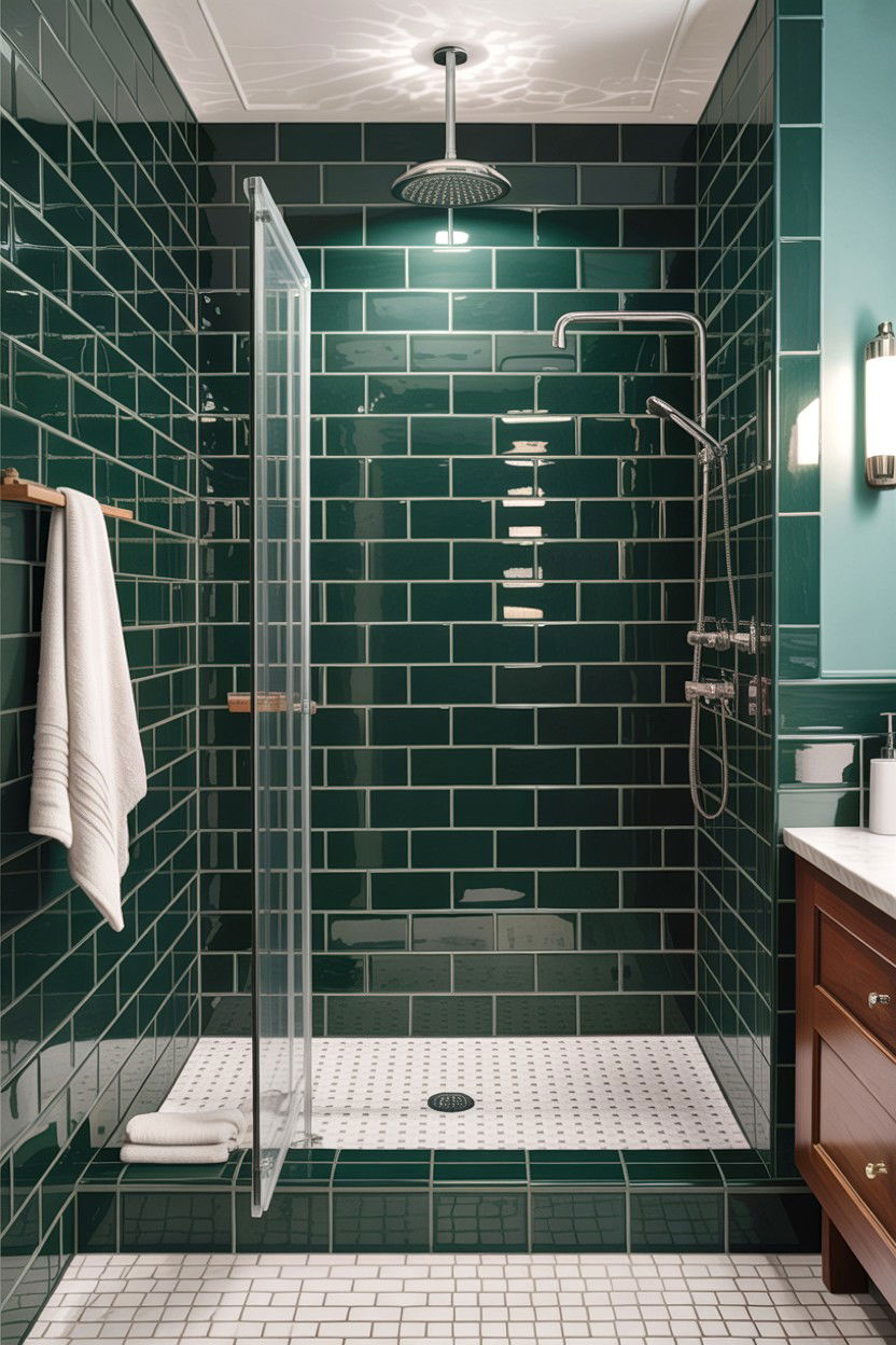 Hunter green subway tile - 30 hunter green bathroom ideas