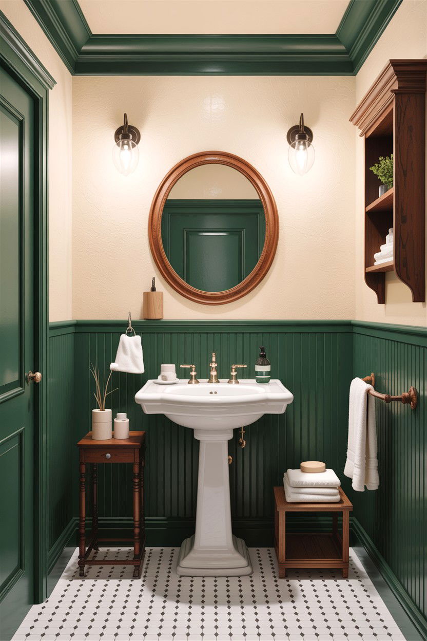 Hunter green wainscoting - 30 hunter green bathroom ideas