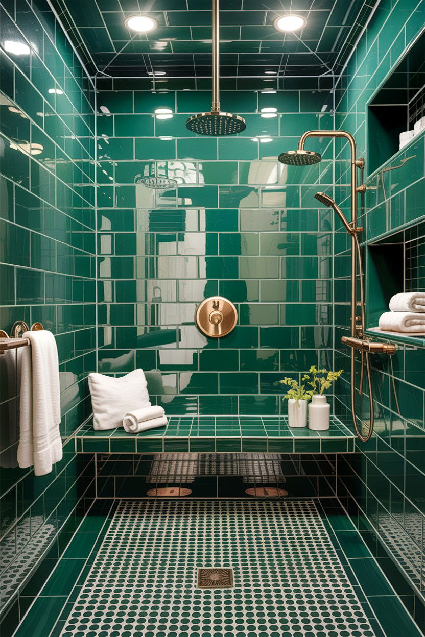 Hunter green walk in shower - 30 hunter green bathroom ideas