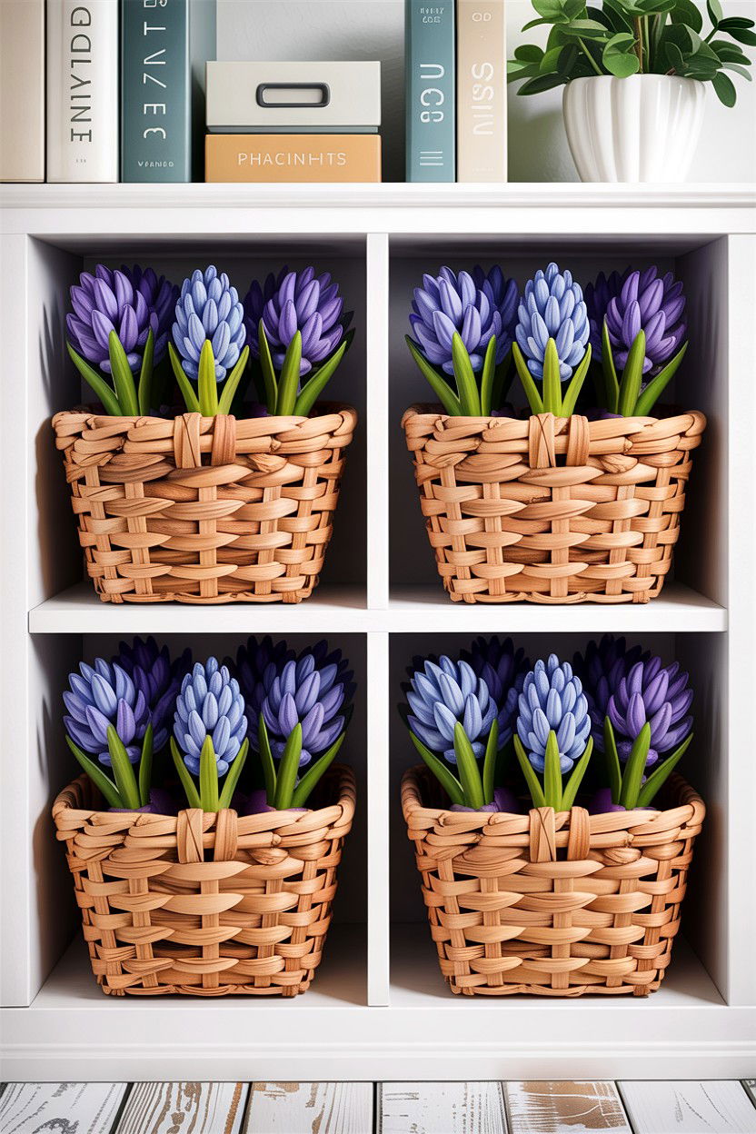 Hyacinth basket shelf liners - 30 bathroom basket storage ideas