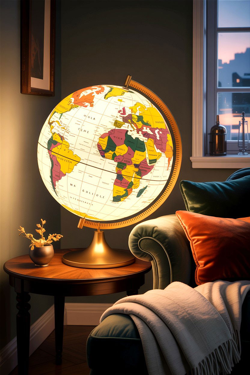 Illuminated world globe - 30 living room globes