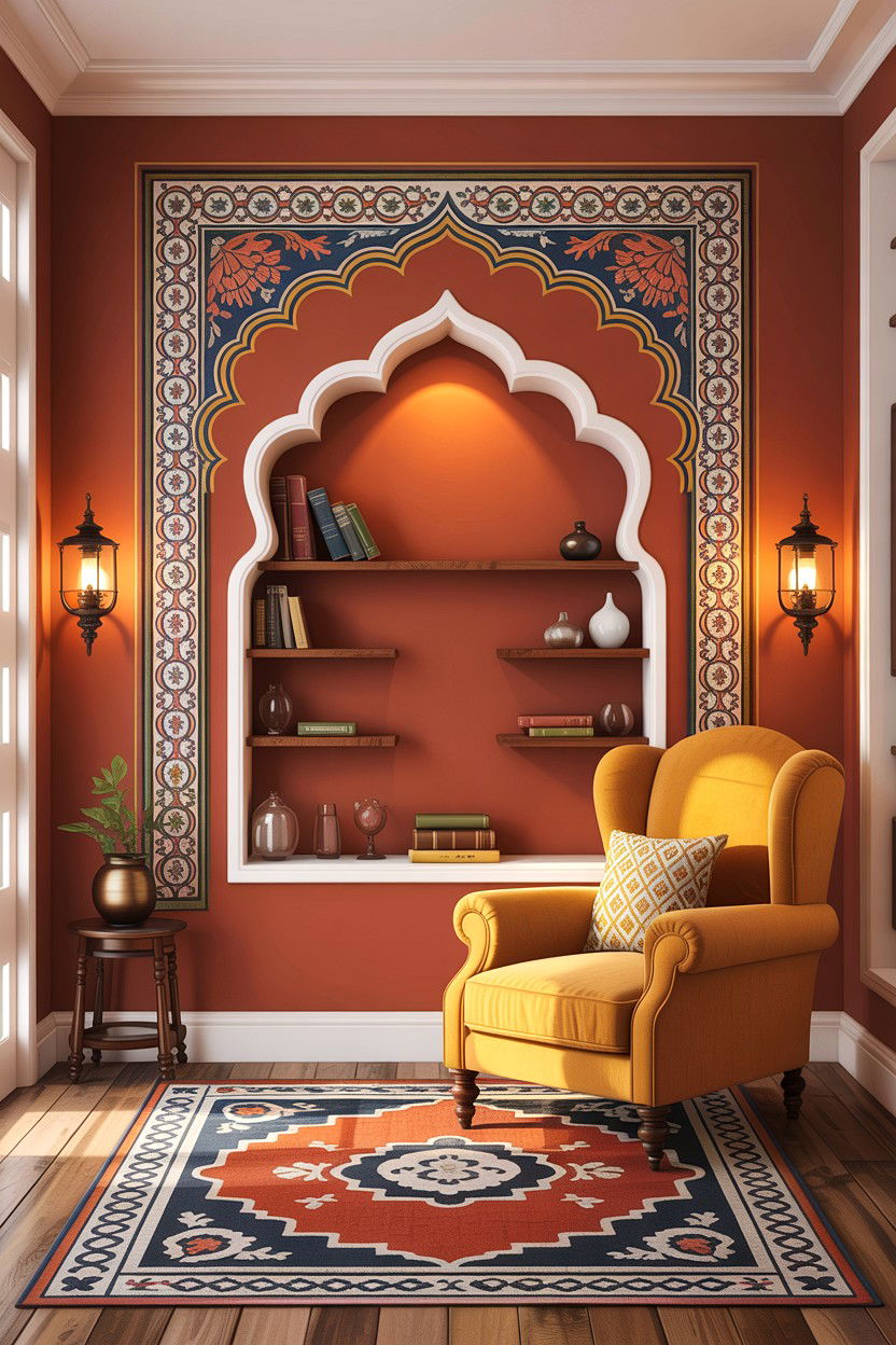 Indian Arch Wall Design - 30 Indian living room ideas