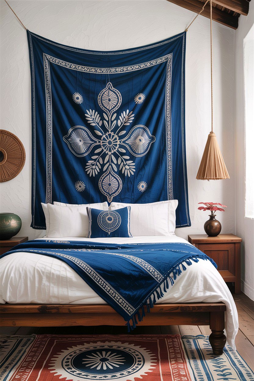 Indigo Cloth Textile - 30 African bedroom ideas