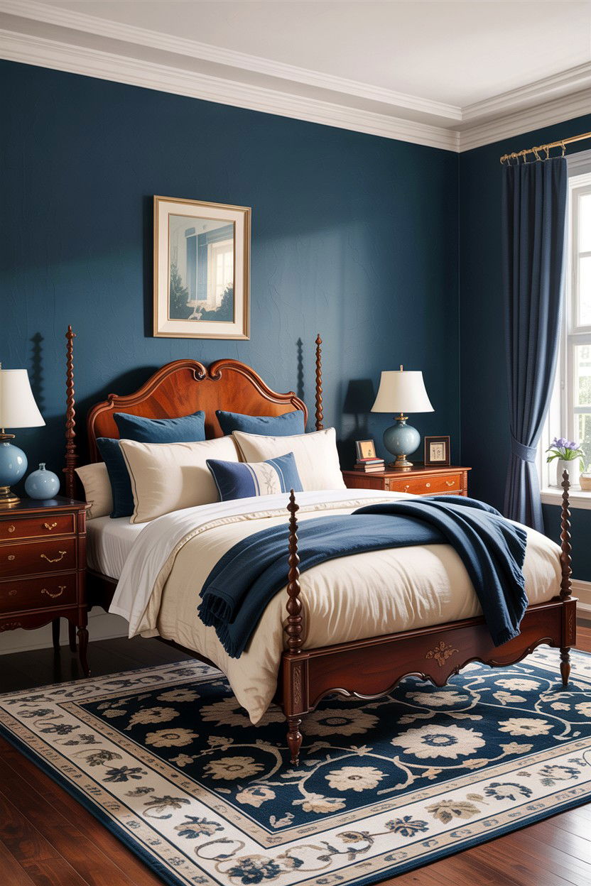 Indigo and Cream Color Scheme - 30 indigo bedroom ideas