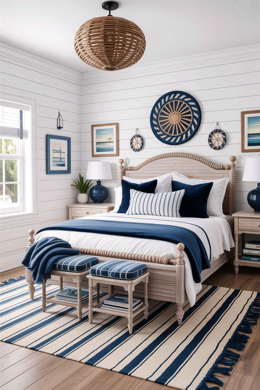 Indigo and White Coastal Style - 30 indigo bedroom ideas