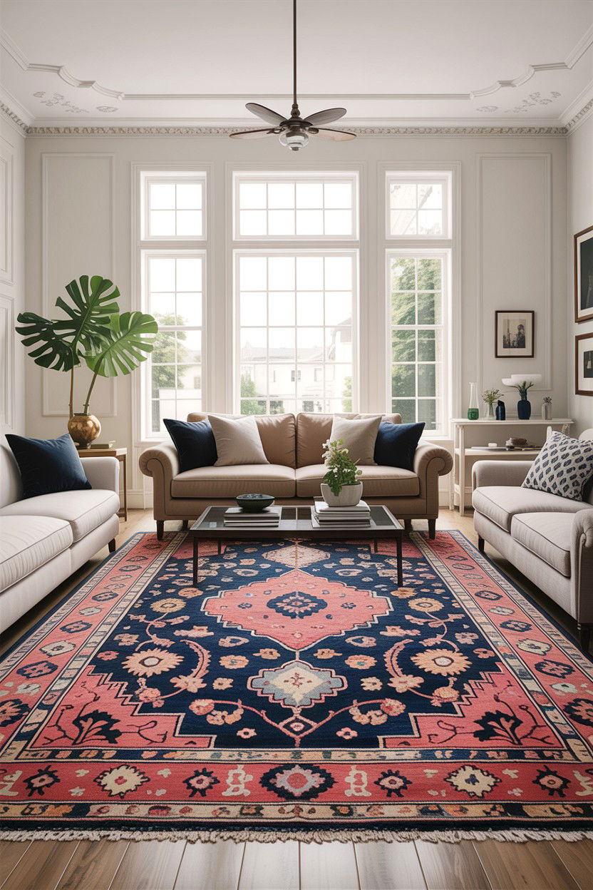 Indigo area rug - 30 indigo living room ideas
