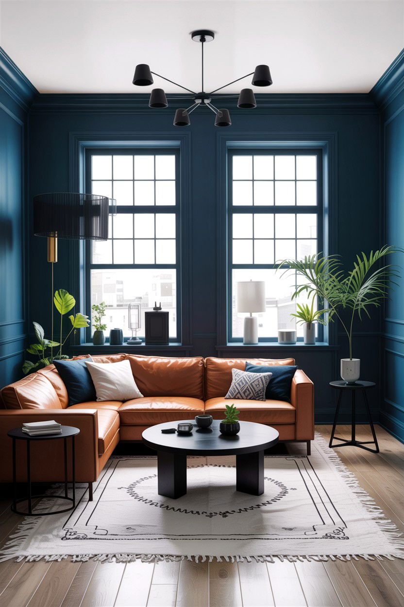 Indigo black accents - 30 indigo living room ideas