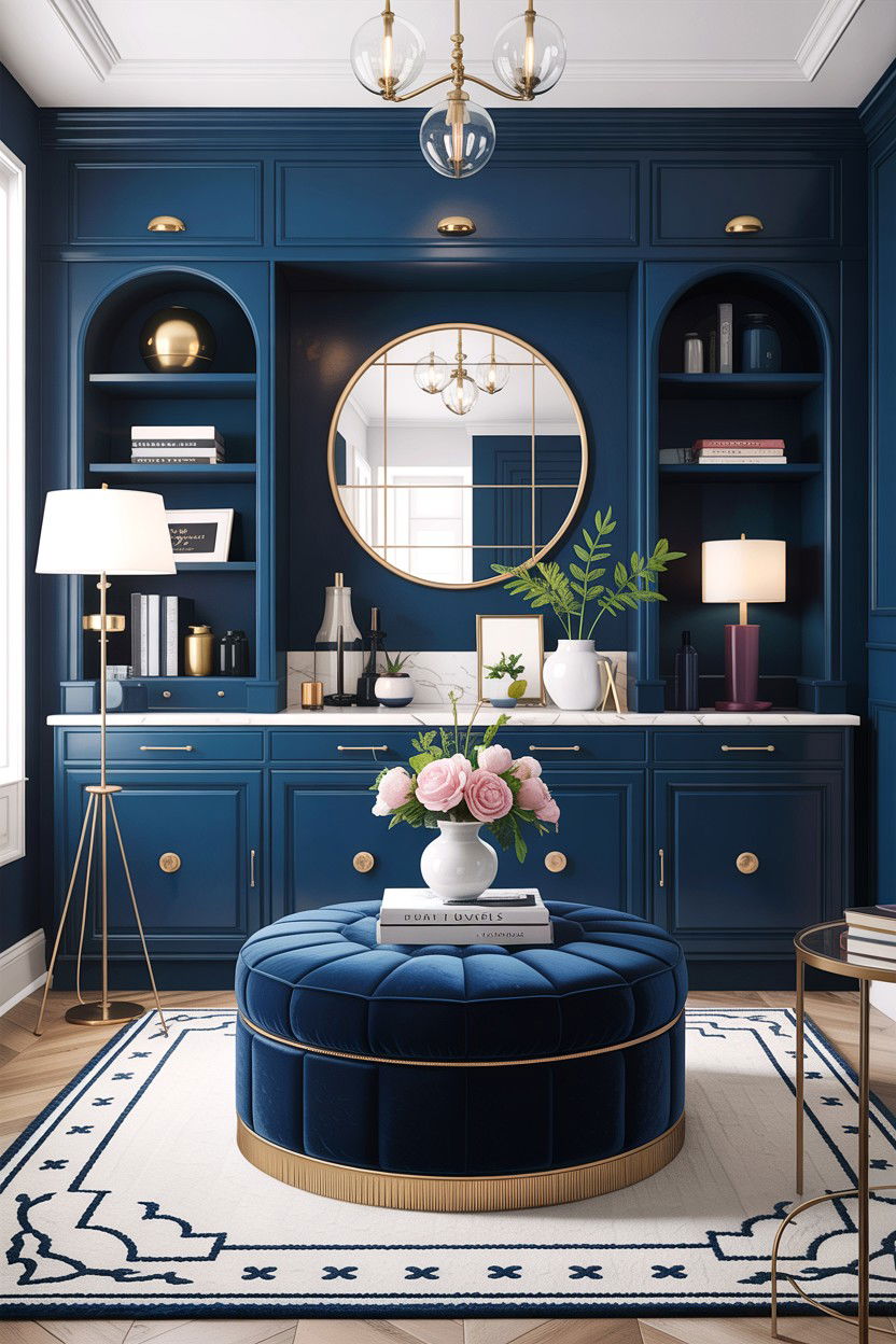 Indigo brass hardware - 30 indigo living room ideas