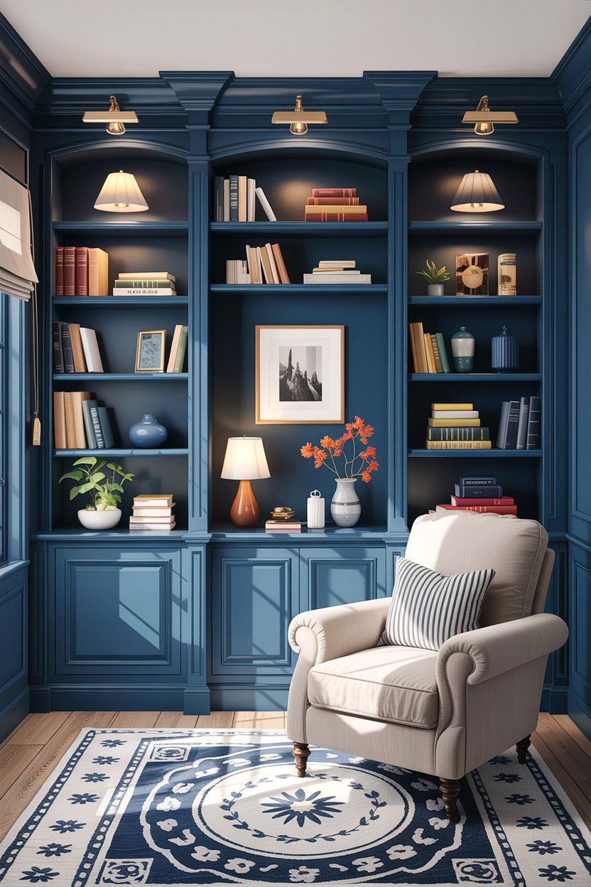 Indigo built in - 30 indigo living room ideas