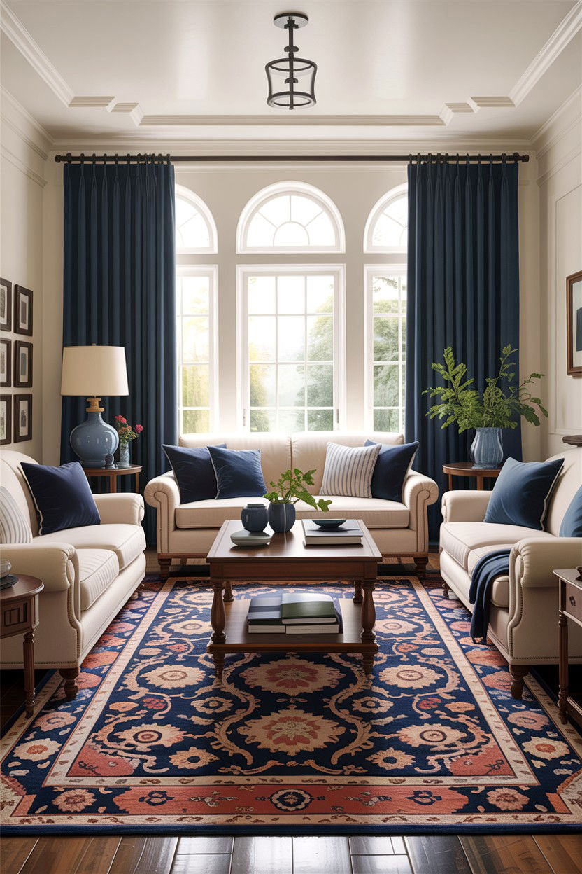 Indigo cream decor - 30 indigo living room ideas