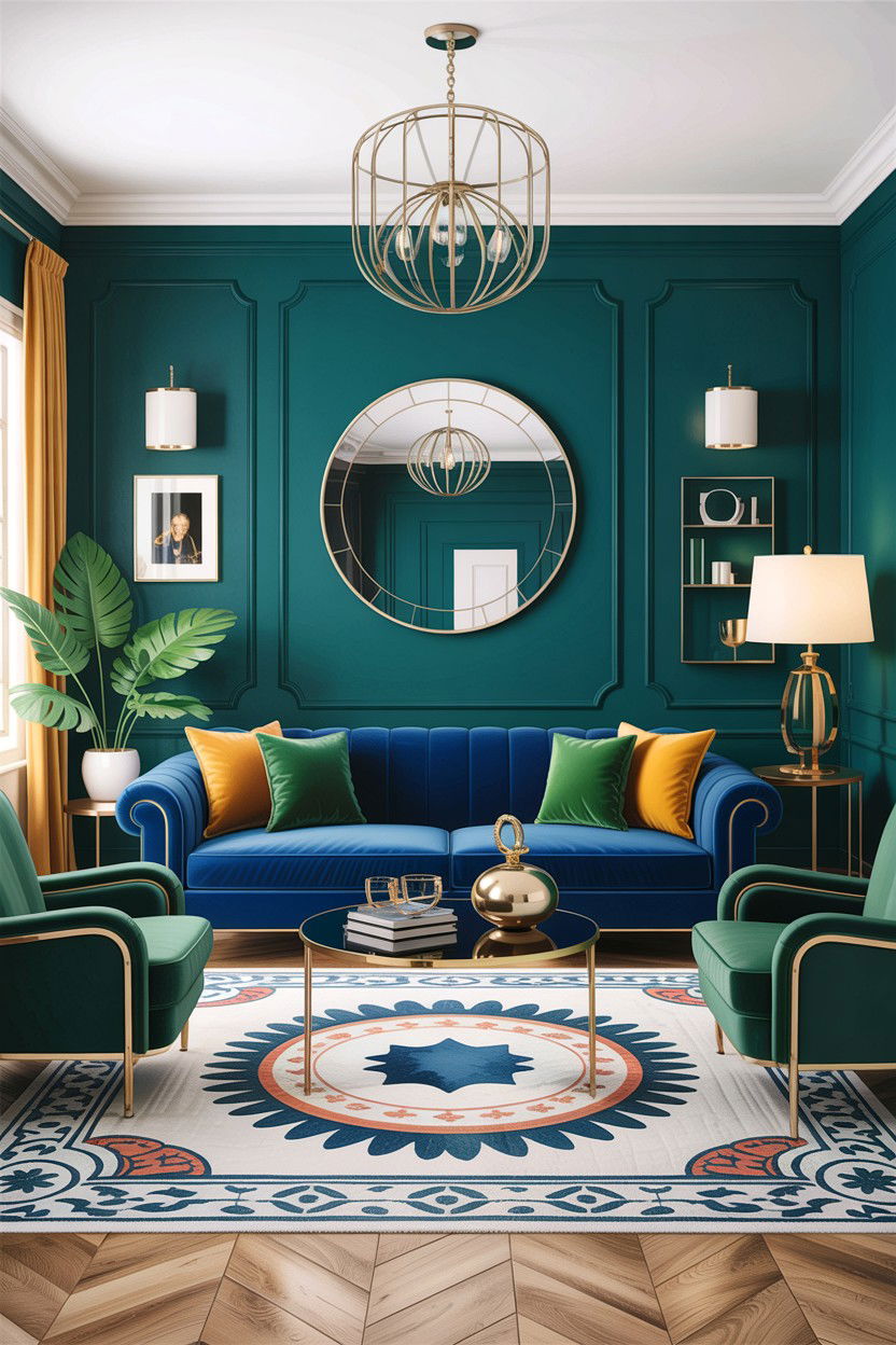 Indigo emerald green - 30 indigo living room ideas