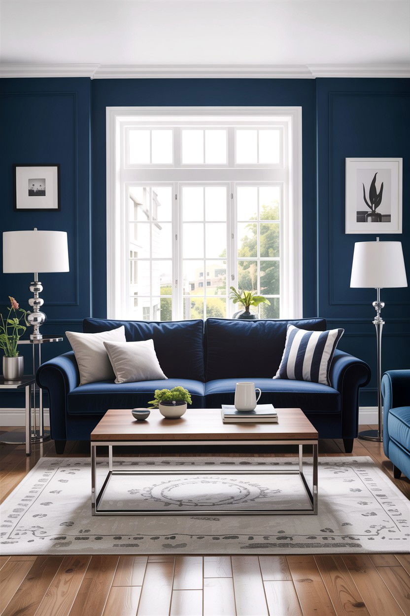Indigo silver accents - 30 indigo living room ideas