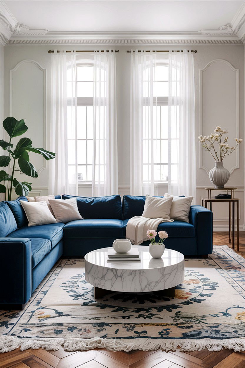 Indigo white decor - 30 indigo living room ideas