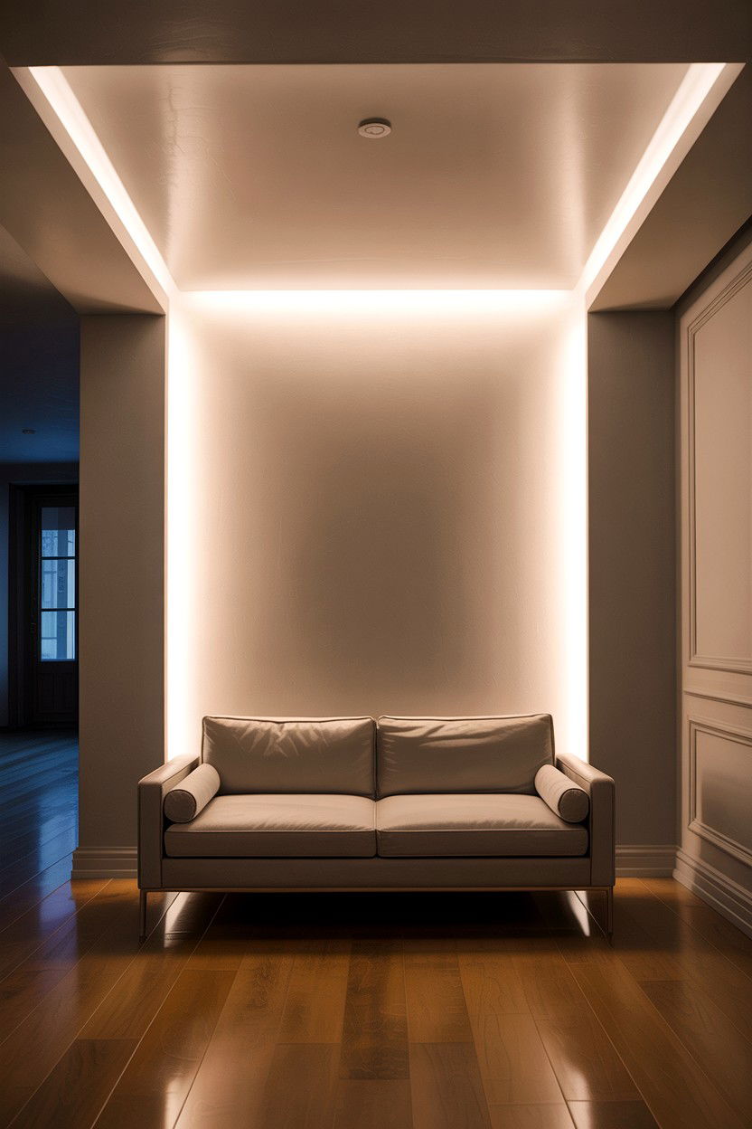 Indirect lighting cove - 30 bedroom false ceiling designs