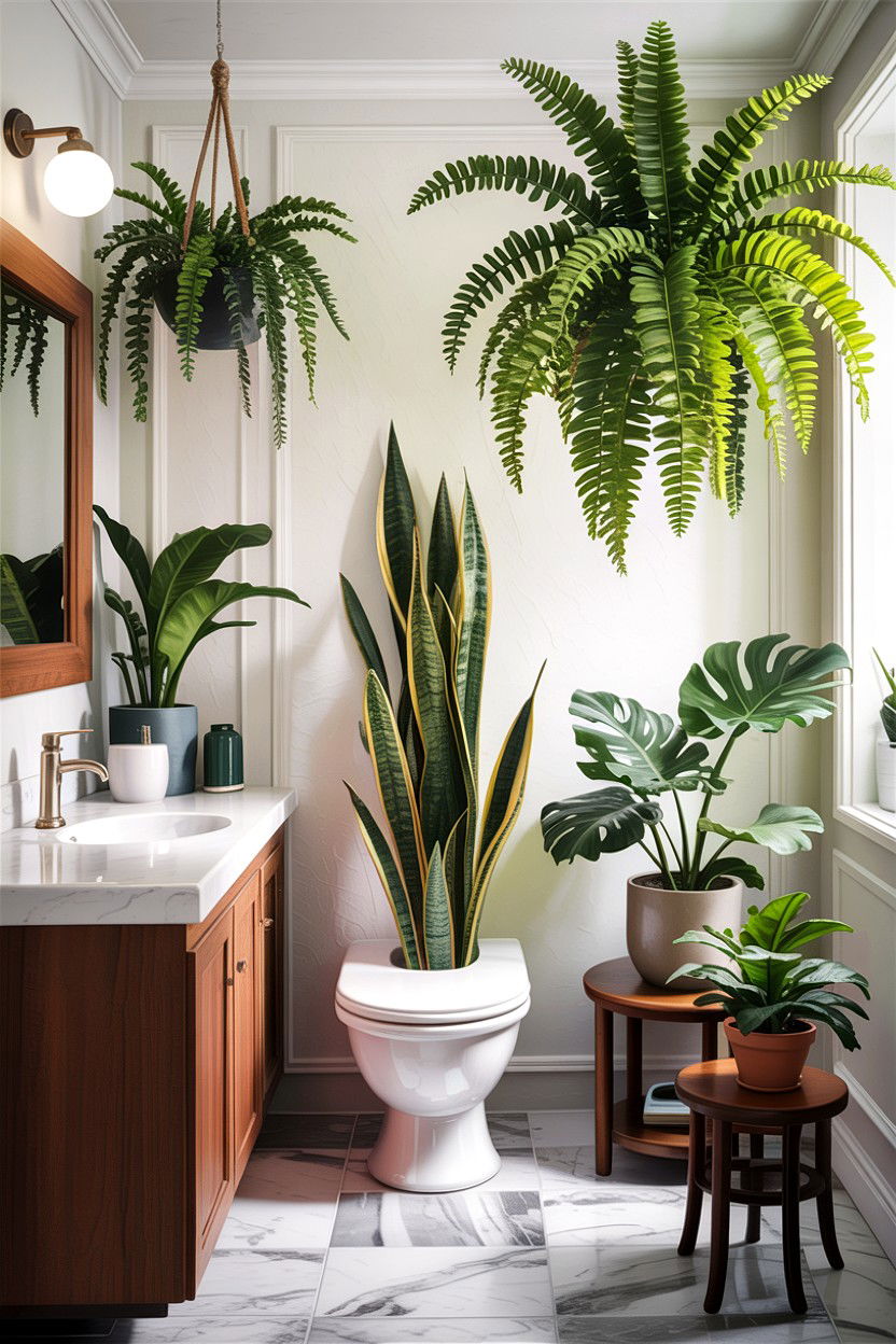 Indoor Tropical Plants - 30 bathroom cooling ideas