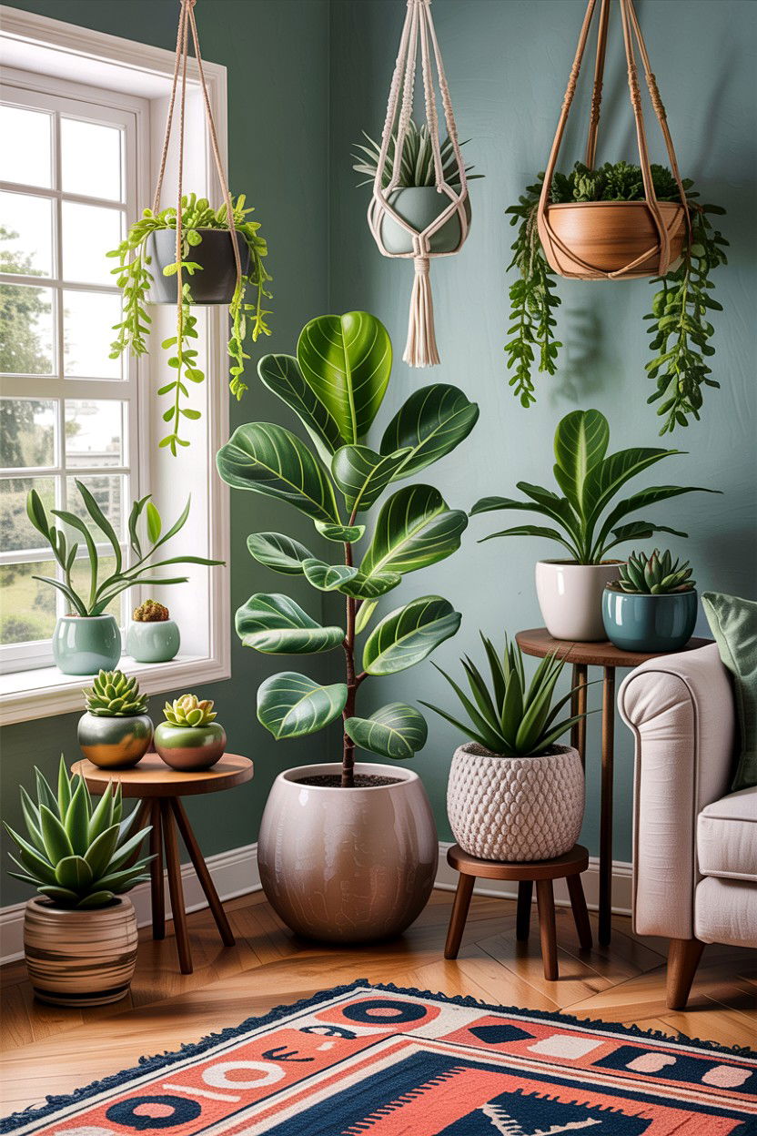 Indoor plants decor - 30 instant living room ideas