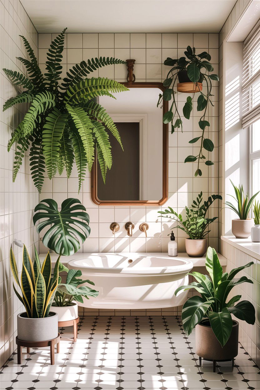 Indoor plants for bathroom - 30 home spa bathroom ideas