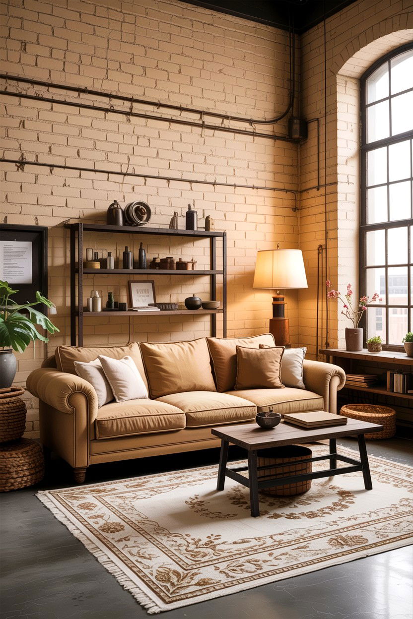 Industrial Beige Living Room - 30 all beige living room ideas