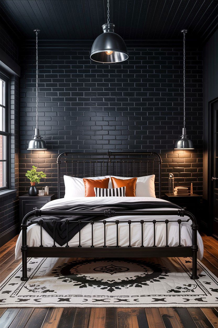 Industrial Black Bedroom - 30 all black bedroom ideas